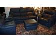 G-PLAN LEATHER suite. Navy Blue,  3 Seater settee 212W x....